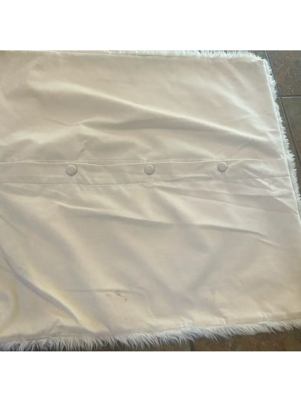 Pottery Barn Euro Cream Faux Fur Accent Pillow Shams Set 2 Button Closure
